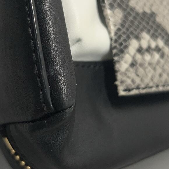 Kate Spade Magnolia Park Large Laurel Satchel Snake Embossed Leather Black White - Picture 12 of 16